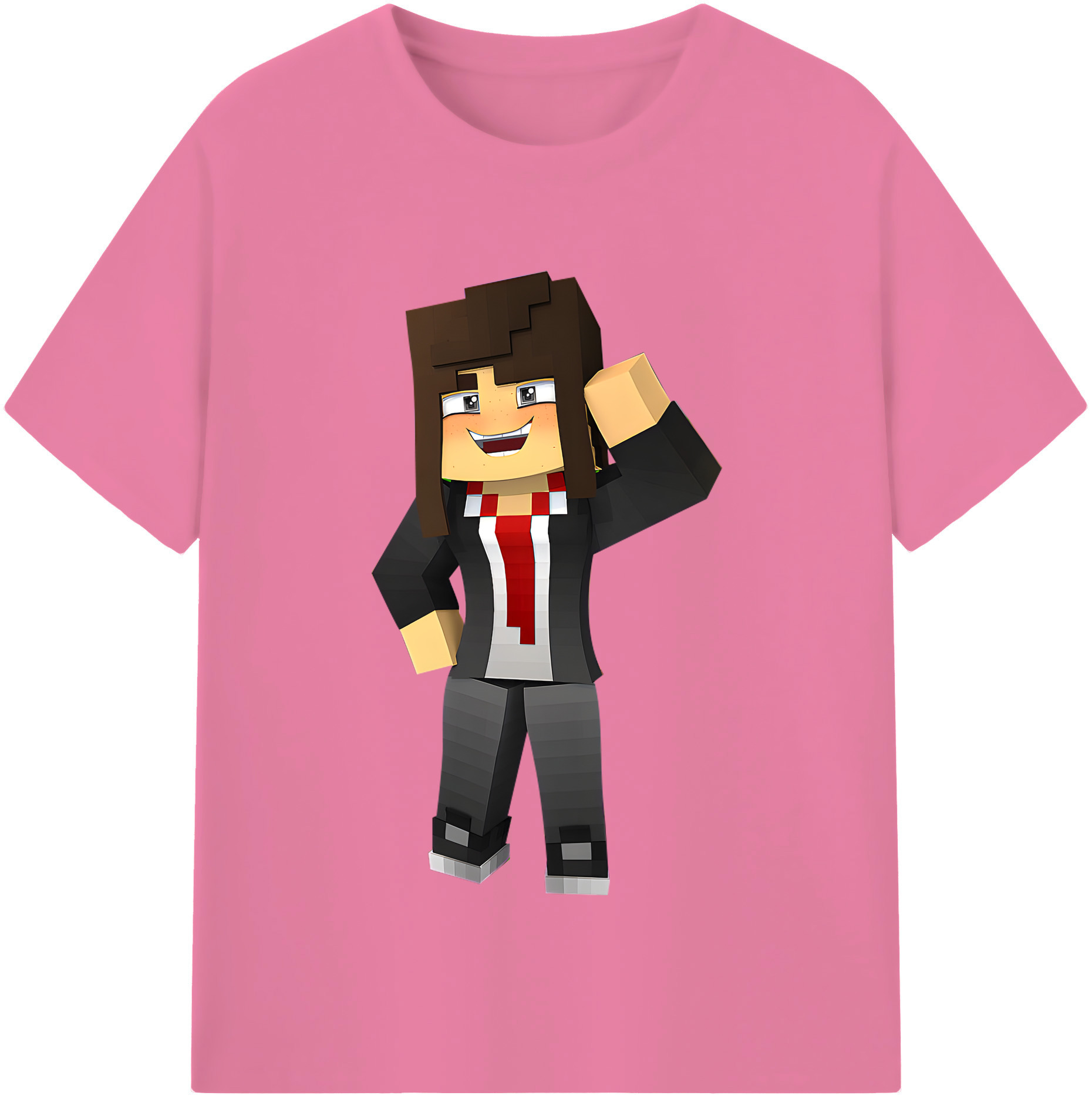（画像用） マインクラフト ブロックの世界 Minecraft MC Block world 綿100％半袖Tシャツ（フロントプリント）